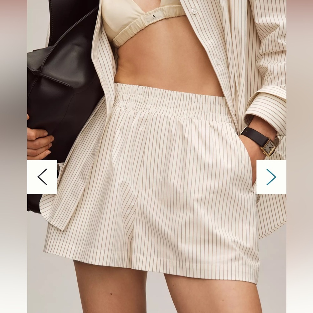 NWT Good American X Anthropologie Striped Boxer Shorts - Picture 3 of 9
